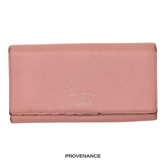 🔴 Gucci "Made in Italy" Long Wallet - Powder Pink Leather - Picture 1 of 10
